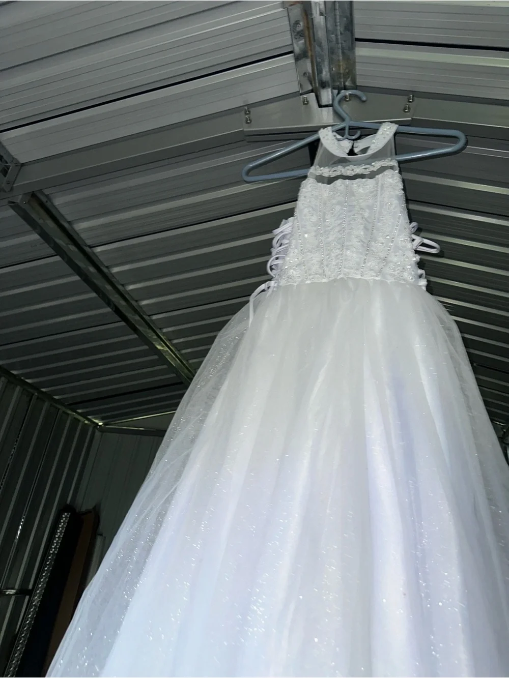 White Sparkle Pageant Dress with Bolero for Kids